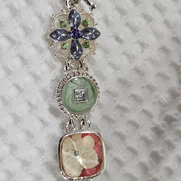 Napier Enamel and Crystal Station Bracelet with Toggle Clasp 7 1/4” - Picture 8 of 14